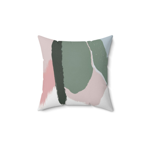 Abstract art blush pink and sage green throw pillow