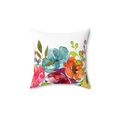 Bright Floral Watercolor Peonies Pillow