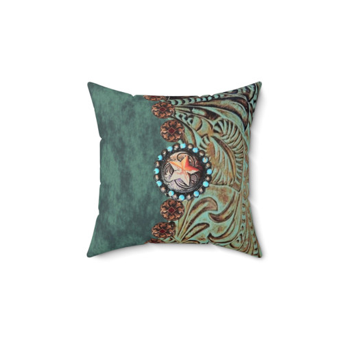 Rustic Cowboy Pillow | Western Country Teal Green Decor