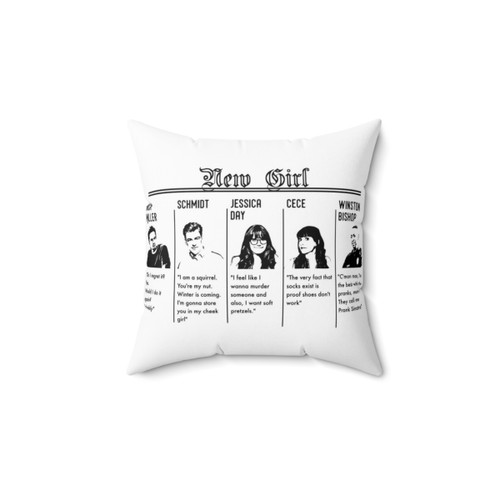 New Girl themed pillow with show character silhouettes