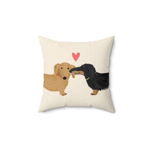 Cute Dachshund Pillow with Wiener Dog Heart Design