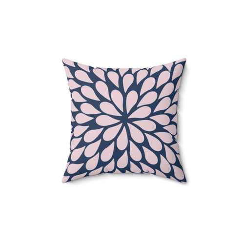 Petal Burst Pink and Navy Decorative Throw Pillow