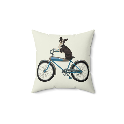 Retro Dog on Bike Pillow