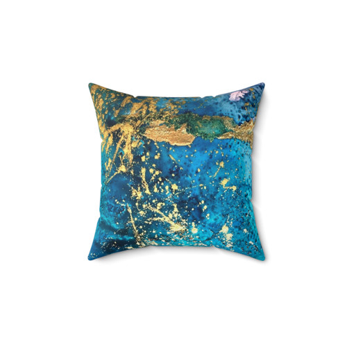 Abstract Turquoise and Gold Decorative Pillow