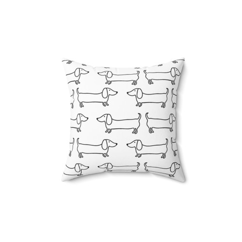 Dachshund Throw Pillow with Black and White Dog Design