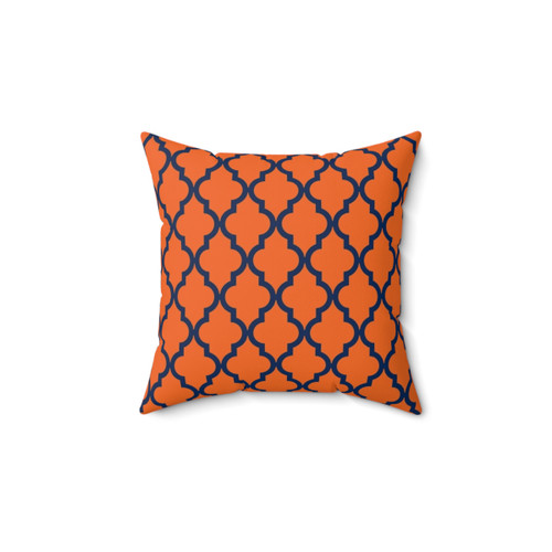 Moroccan Pattern Navy Blue and Orange Throw Pillow