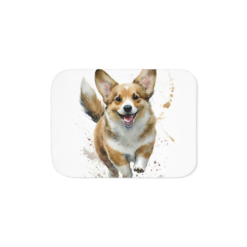 Watercolor Corgi Dog Sherpa Blanket