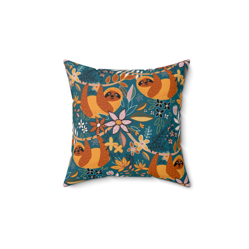 Boho Sloth Floral Throw Pillow