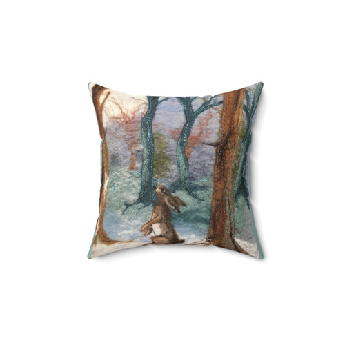 Moon Gazing Hare Pillow - Enchanted Forest Textile Art