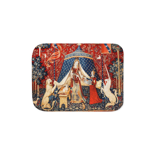 Fantasy Floral Sherpa Blanket with Unicorns and Lions