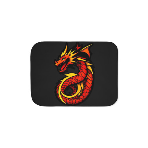 Cool anime-style dragon illustration Sherpa blanket