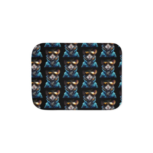 Cute Sherpa Blanket with Cool Mouse in Glasses