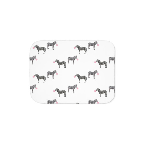 Zebra Bubble Gum Sherpa Blanket