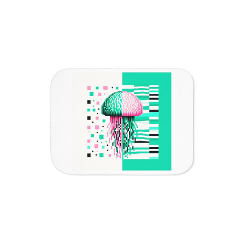 Green Jellyfish Design Sherpa Blanket