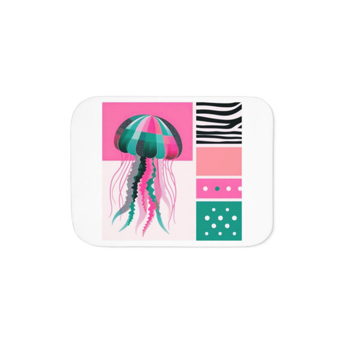 Pink Sherpa Blanket with Jellyfish Design