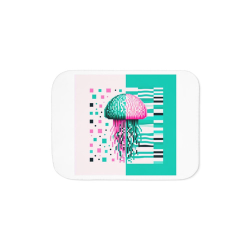 Blue Sherpa Blanket with Jellyfish Pattern