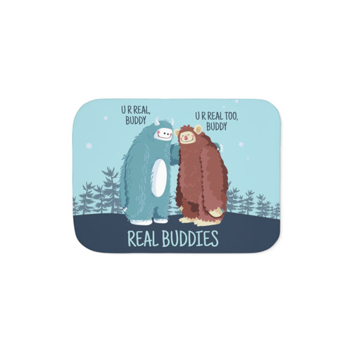 Real Buddies Sherpa Blanket with Yeti and Bigfoot Design