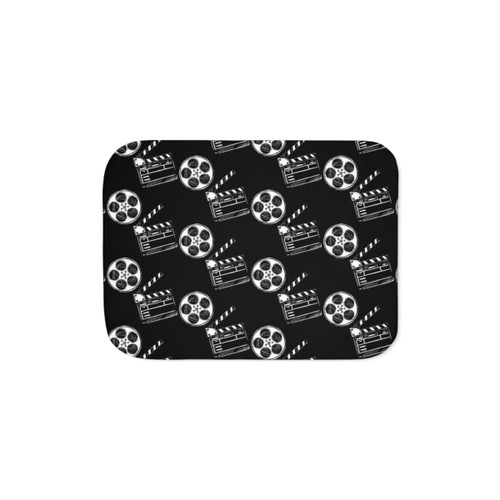 Movies and Film Themed Sherpa Blanket with Clapperboard Design