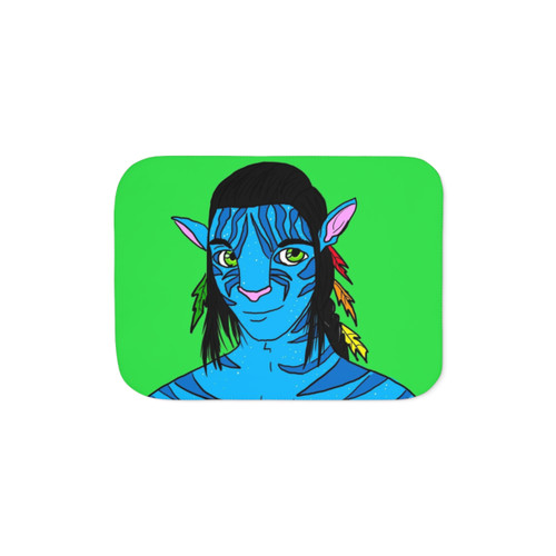 Jake Sully Sherpa Blanket with Blue Stripes