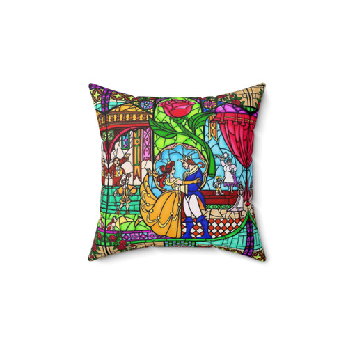 Stained Glass Window Pillow with Floral Design