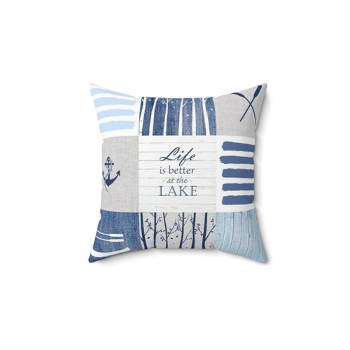 Patchwork Pillow with Lake House Motifs
