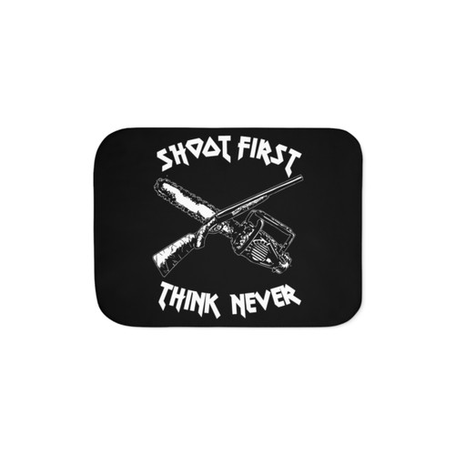 Ash Williams Sherpa Blanket featuring quotes and imagery from the Evil Dead franchise