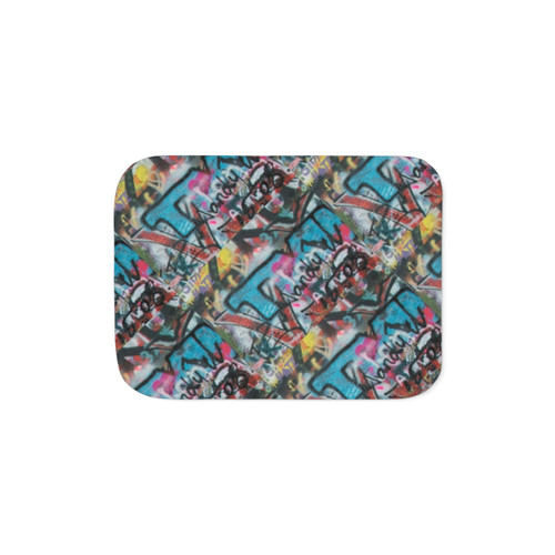 Graffiti Pattern Sherpa Blanket - Cozy and Colorful Home Décor