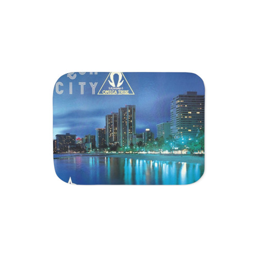 Retro Sherpa Blanket featuring the album cover of S. KIYOTAKA & OMEGA TRIBE's AQUA CITY