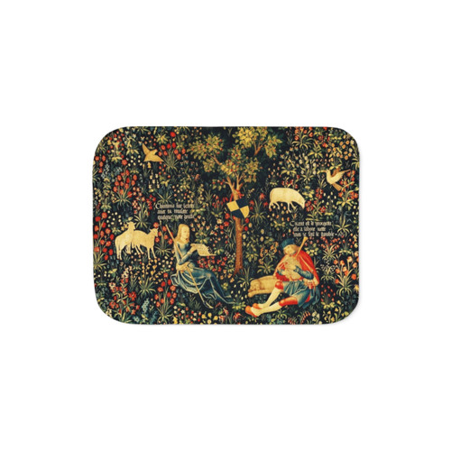Pastoral Sherpa Blanket with Floral and Music Motifs