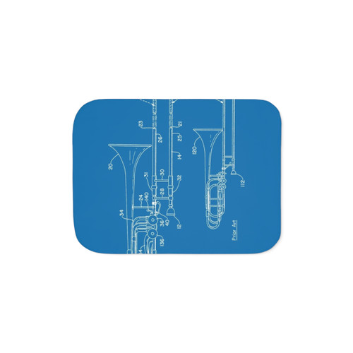 Sherpa Fleece Blanket with Trombone Patent Design