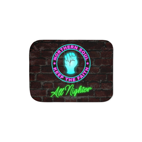 Northern Soul Sherpa Blanket with Keep the Faith Neon Sign Design