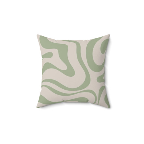 Beige and Green Abstract Pattern Pillow