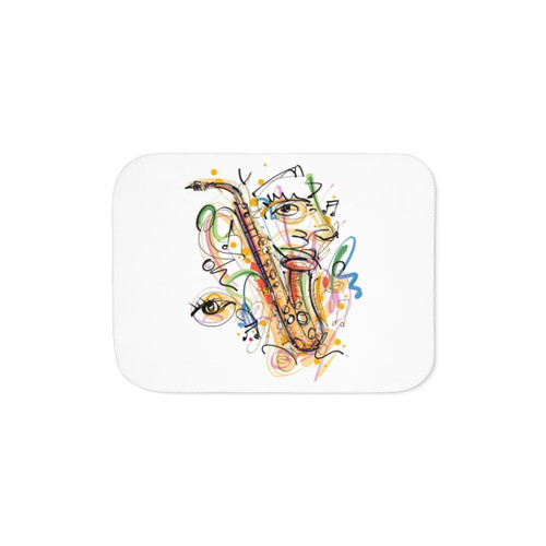 Colorful Saxophone Sherpa Blanket