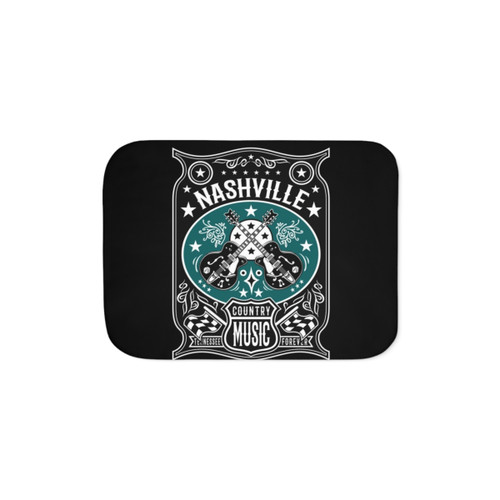 Vintage Sherpa Blanket with Retro Country Music Guitars