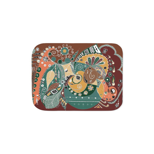 Cozy Sherpa blanket with psychedelic folk art design