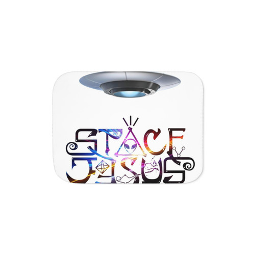 Colorful abstract art space jesus sherpa blanket