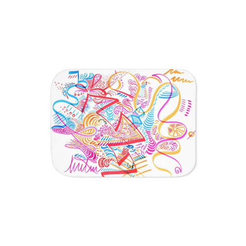 Sherpa blanket with a trippy, synesthetic design