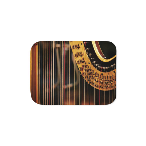 Vintage Harp Sherpa Blanket for Music Lovers