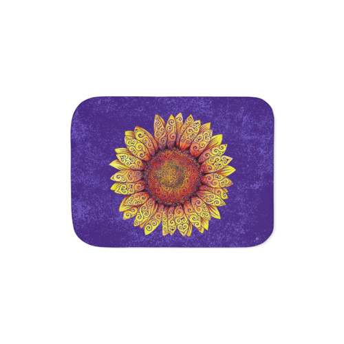Swirly Sunflower Sherpa Blanket - Vibrant Floral Design
