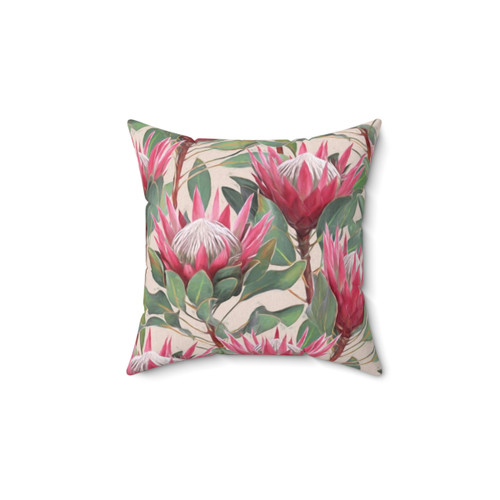 Painted King Protea Throw Pillow