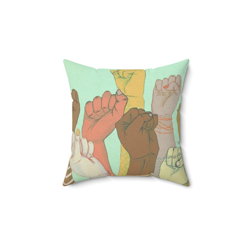 Colorful Together Pillow Featuring Diverse Hands and Arms