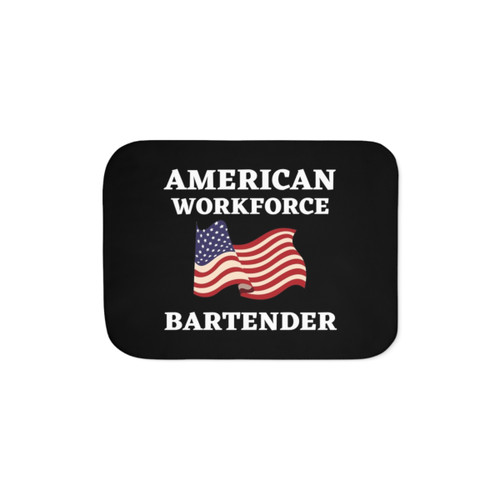 Sherpa blanket with American flag design and patriotic slogan