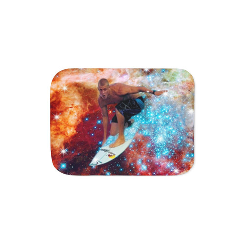 Star Surfer Sherpa Blanket with Colorful Surfing Motif