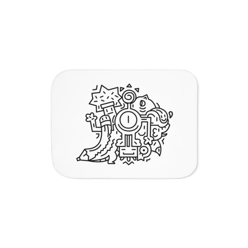 Doodle Monster Sherpa Fleece Blanket