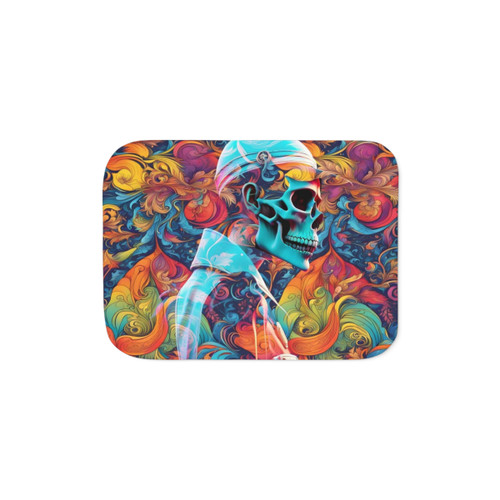 Colorful Sherpa Blanket with Skull Print
