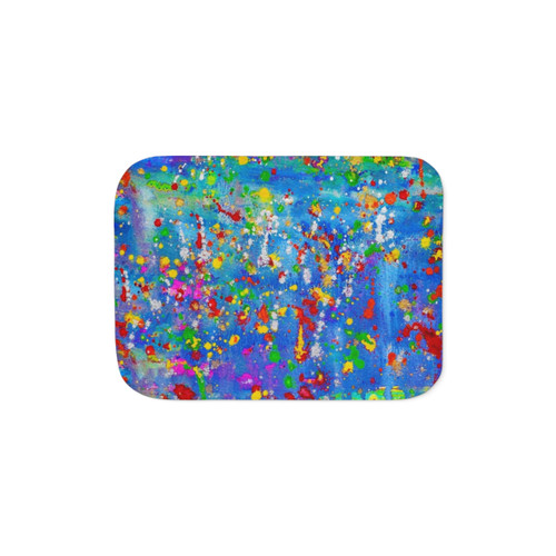 Ocean Life Sherpa Blanket with Colorful Abstract Floral Pattern