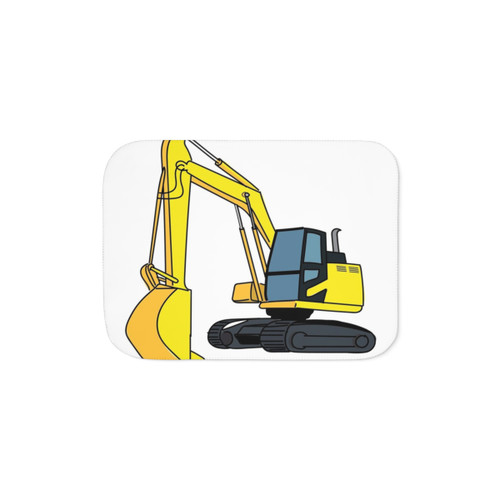 Excavator Construction Vehicle Illustration Sherpa Blanket