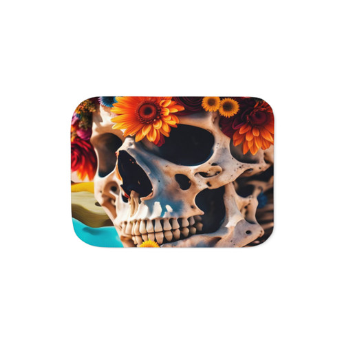 Skull and Flowers Sherpa Blanket