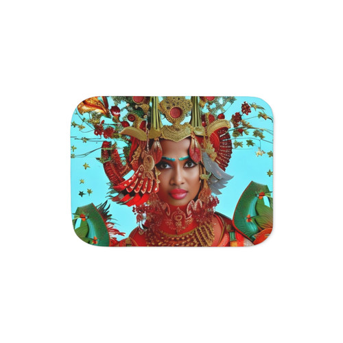 Cozy Harvest Goddess Sherpa Blanket with Floral Abstract Design