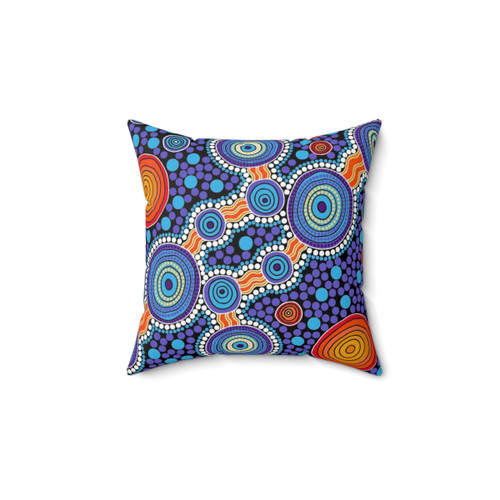 Aboriginal Art Blue Throw Pillow